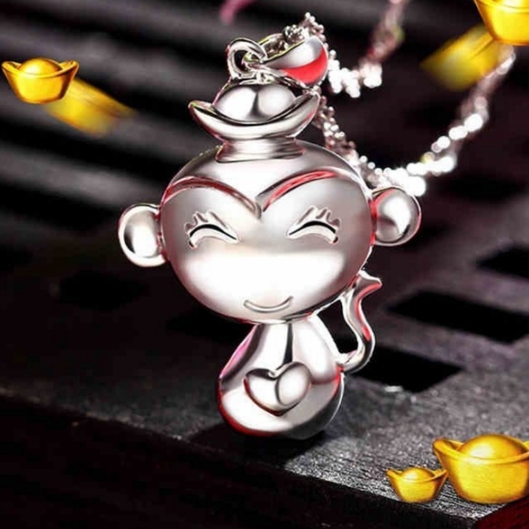 New!! 925 Sterling Silver Monkey Pendant Charm - Picture 2 of 4